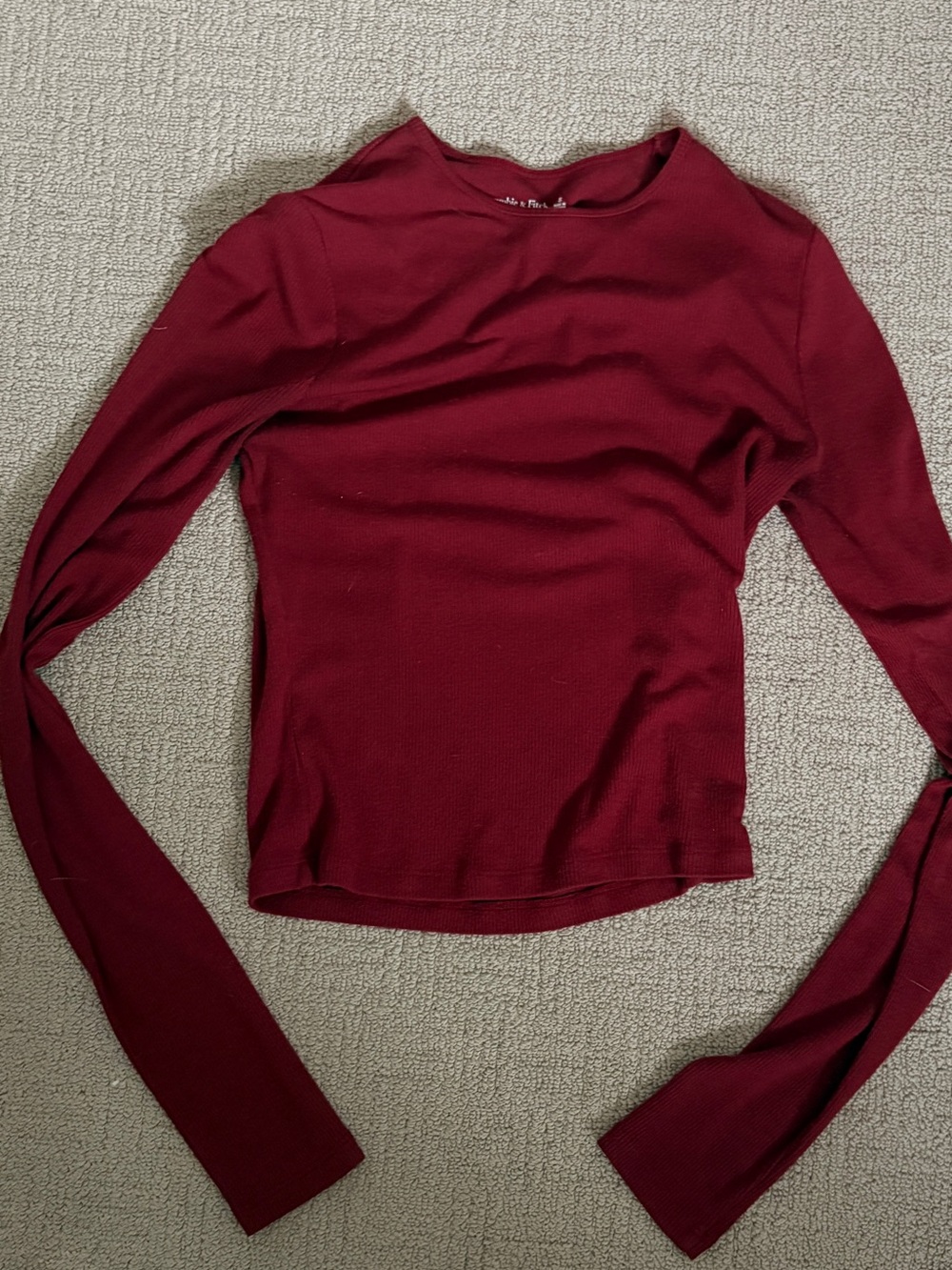 Abercrombie & Fitch Long Sleeve Ribbed Top - Wine